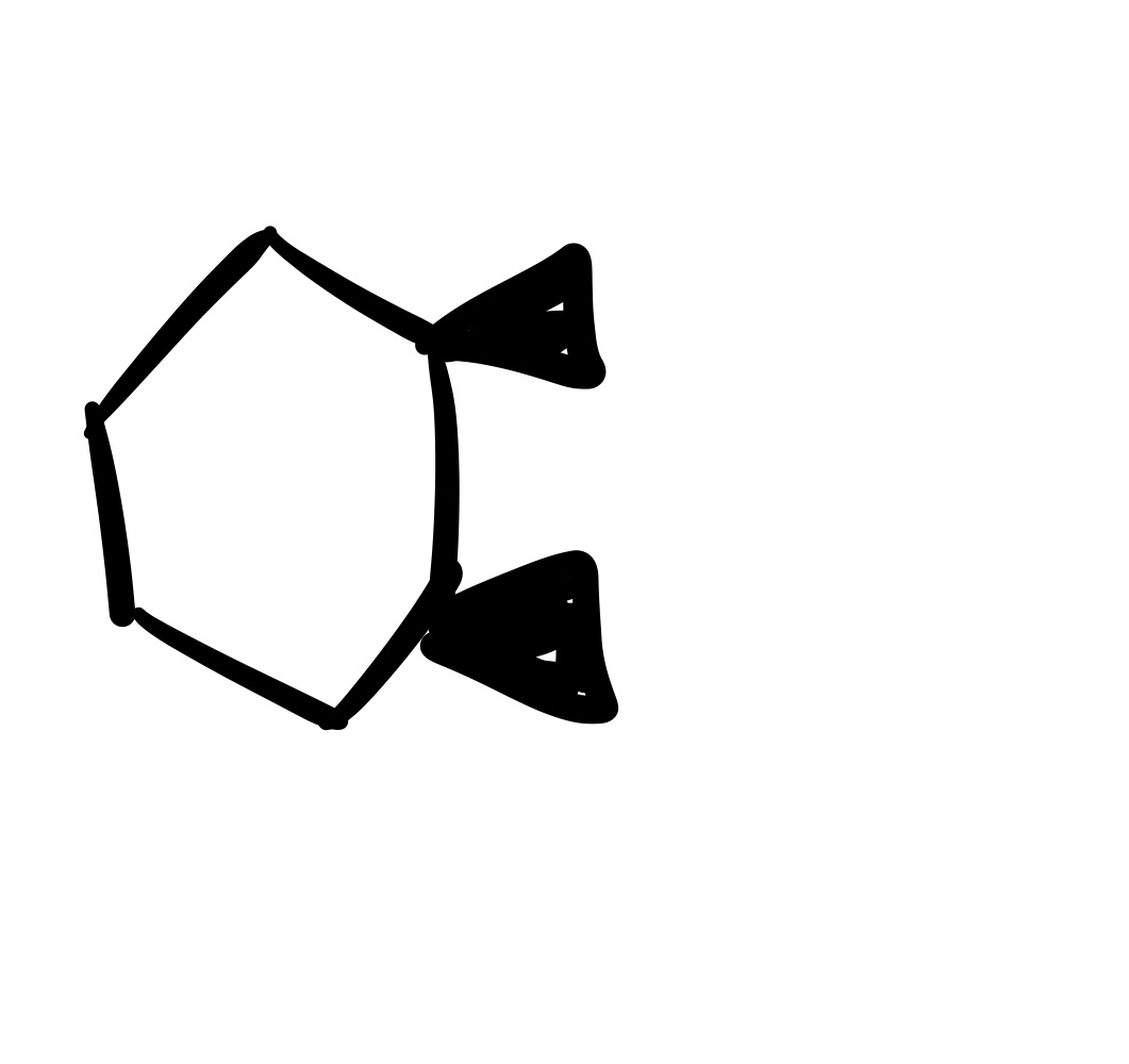 <p>The double bond is broken. The 2 methyl groups are wedges </p>