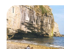 * Coastal erosional landform
* Wave action erodes bottom of formation
* Not stable