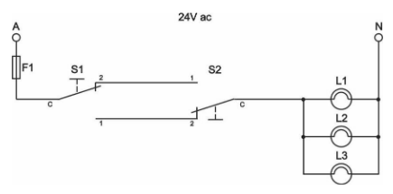 <p>What would the wiring diagram w/ looping at light accompanying this circuit diagram look like?</p>