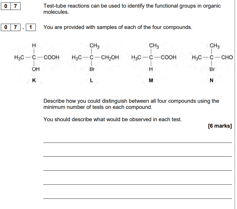 <p>What is the logical structure for answering a 4-compound distinction question?</p>