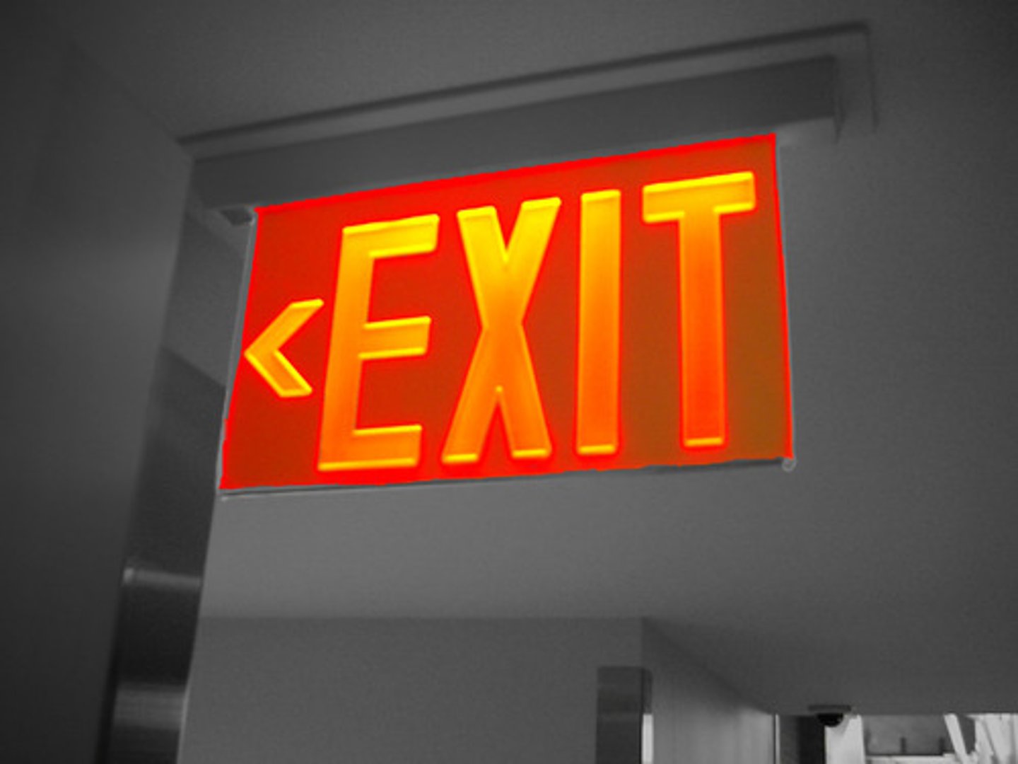 <p>out, outside, away from</p>