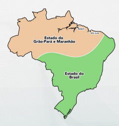 <p> - Estado do Brasil, com capital em Salvador, e a partir de 1763, no Rio de Janeiro; - Estado do Maranhão e Grão-Pará, com capital em São Luís e depois em Belém.</p><ul><li><p>Os dois estados coexistiram com o governo-geral e as capitanias até o século XVIII.</p></li></ul><p></p>