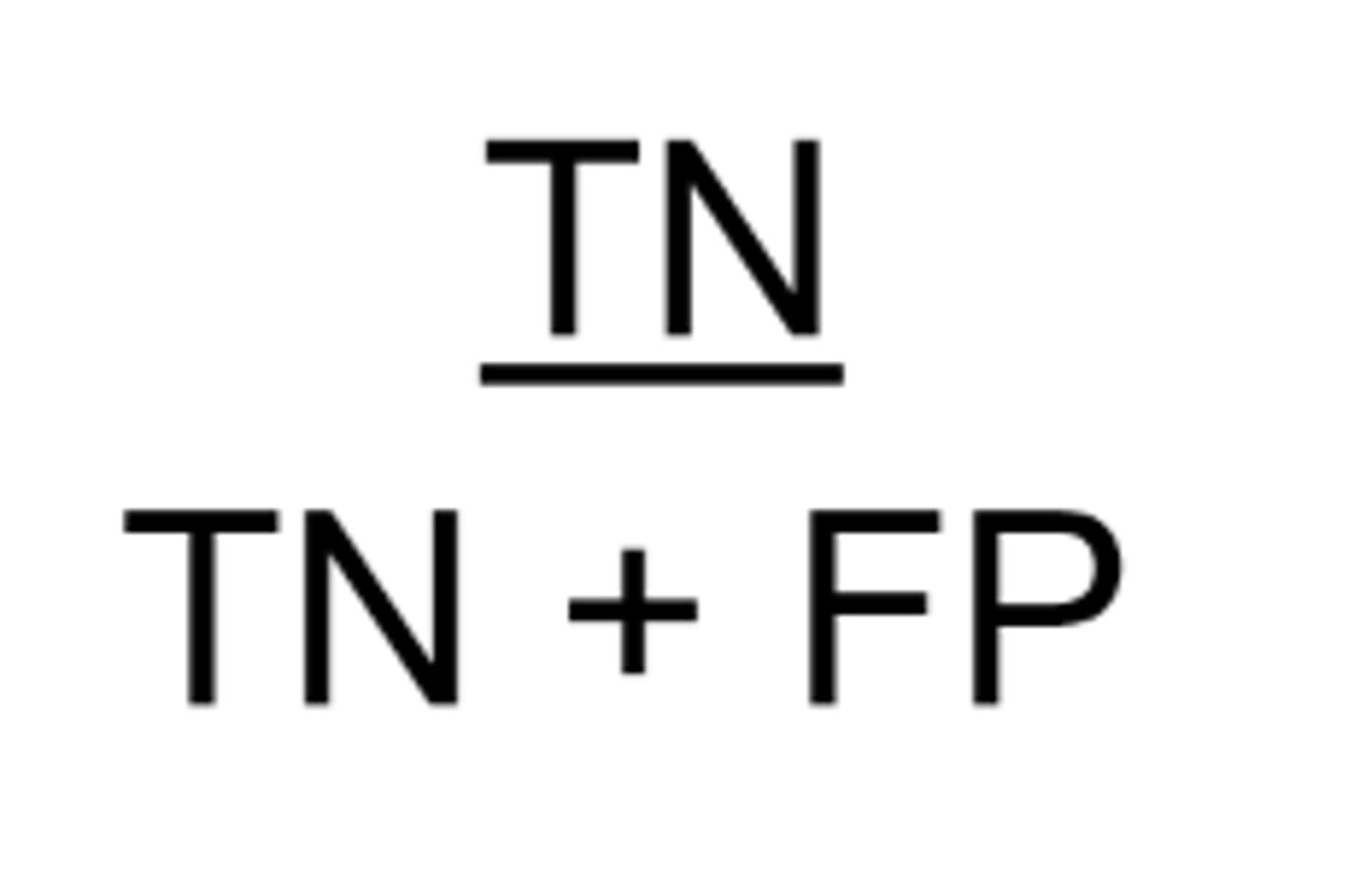 <p>= # true negatives / all people without disease</p>