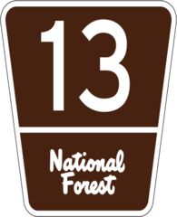 Recreation and cultural interest areas and National Forest Routes.