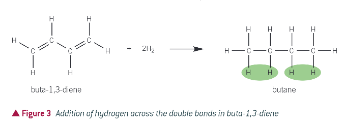 <p>2 molecules of hydrogen per molecule</p>