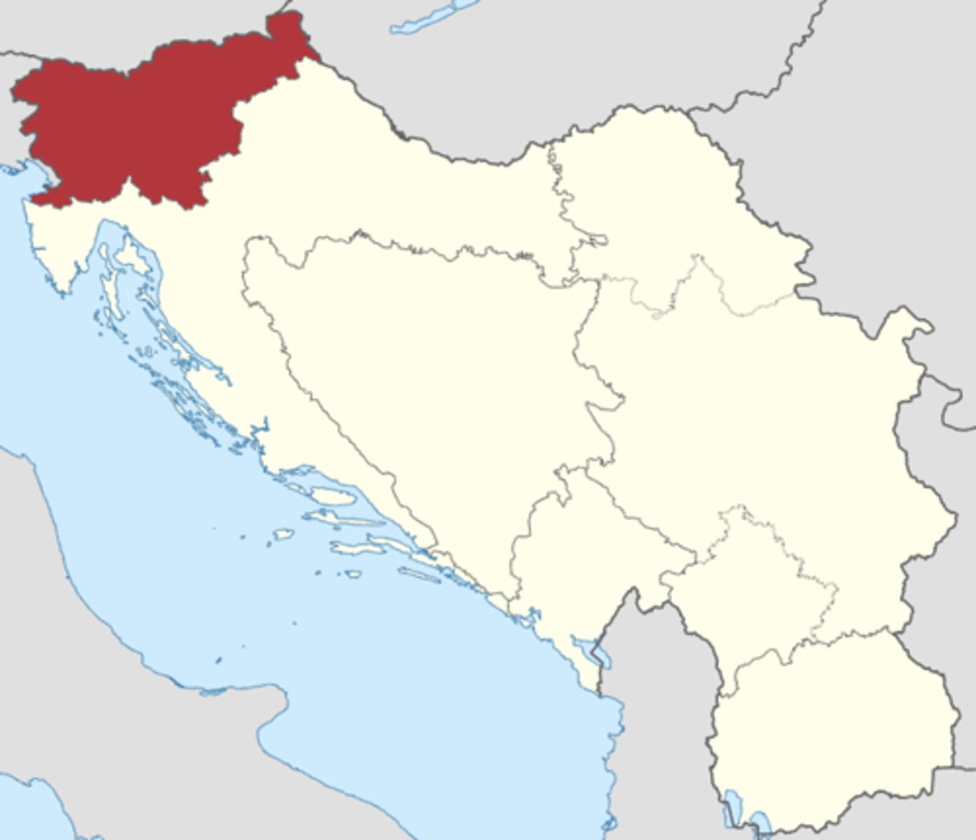 <p>Northern most part of Yugoslavia that has borders with Italy, Austria, Hungary, and Croatia.</p>