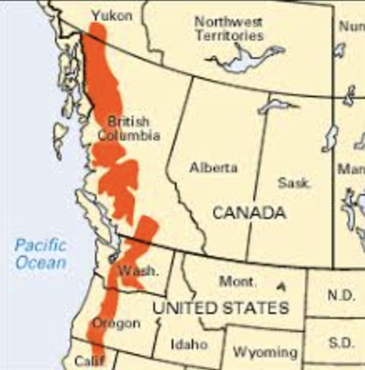 <p>mountain range- pacific Northwest</p>
