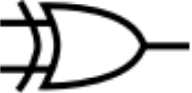<p>An arrowhead with an extra line that takes 2 inputs and has one output</p>