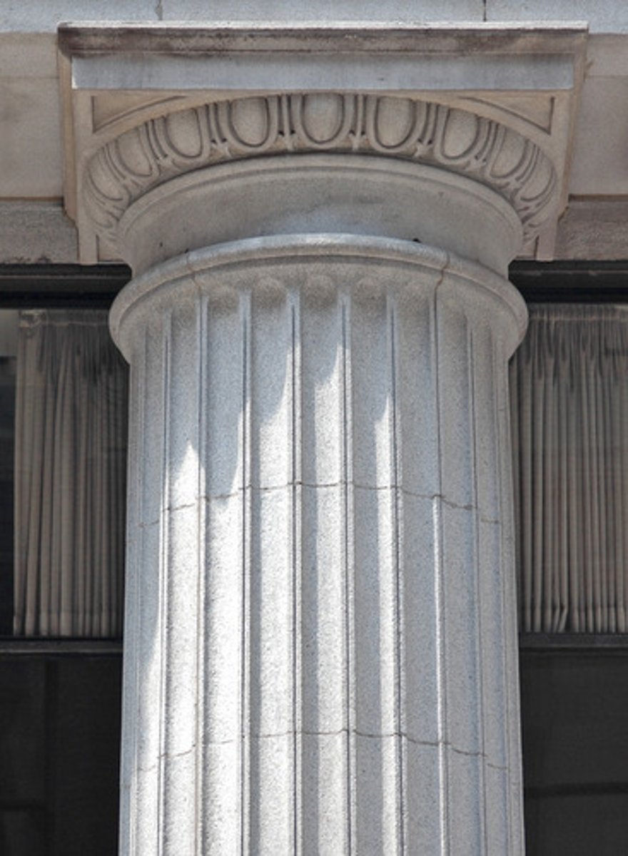 <p>an order of ancient Greek architecture that features grooved columns with no grooved bases and an upper story with square sculpture called metopes; resonates with mainland Greece and its settlements</p>