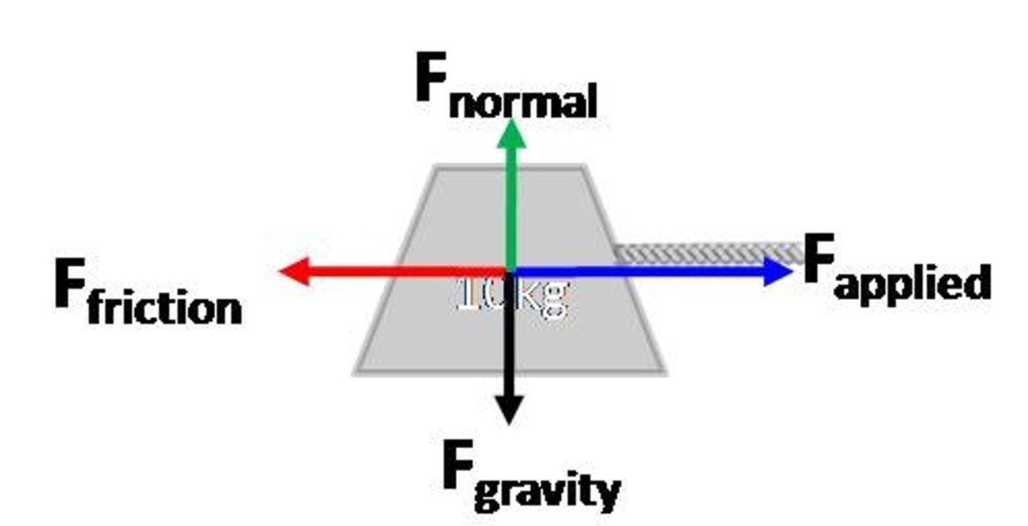 <p>shows all forces acting</p>