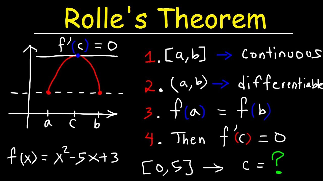<p>If mean value theorem and f(a) = f(b), then</p><p></p><p>there exists at least on c in (a,b) such that f’<span data-name="copyright" data-type="emoji">©</span> = 0</p>