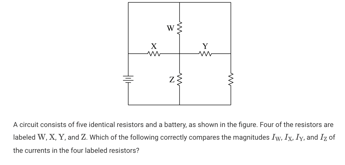 <p>Rank the currents in this circuit</p>