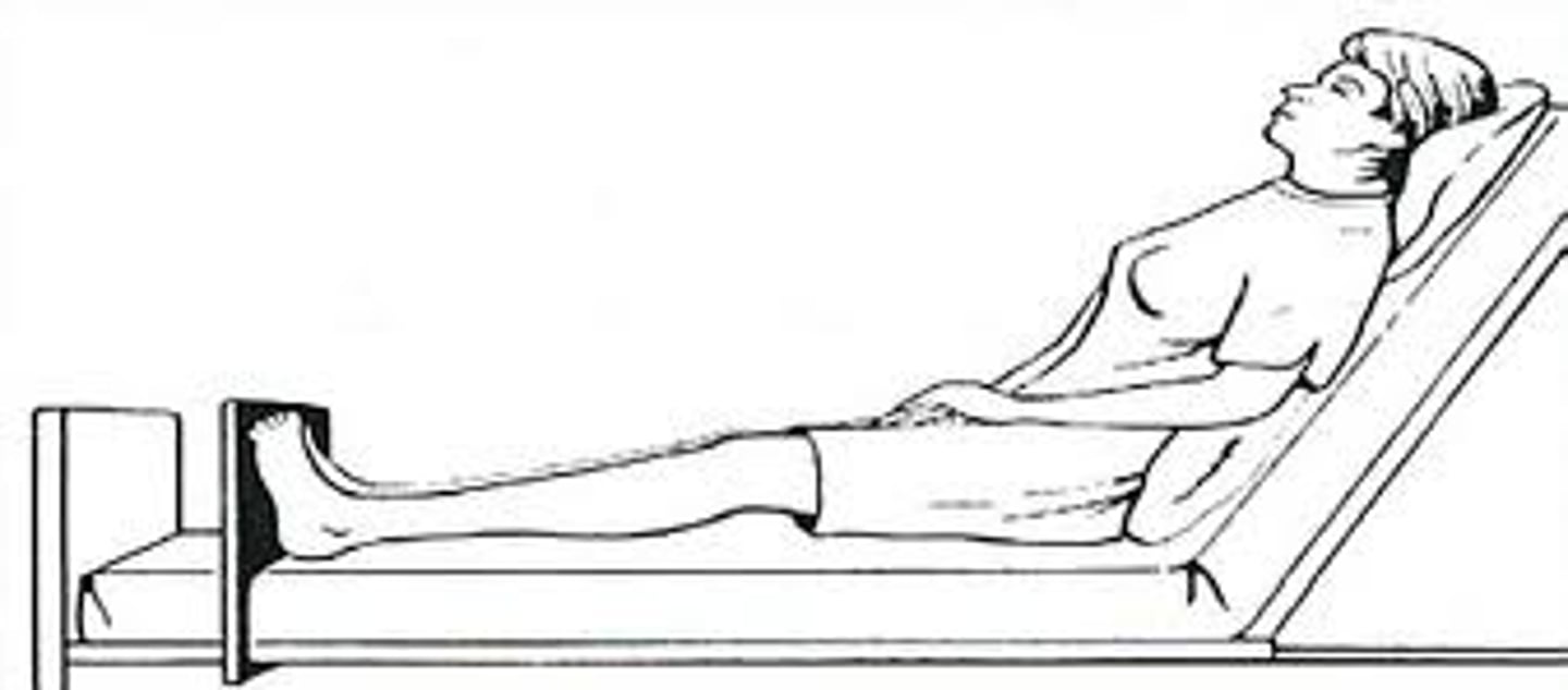 <p>-patient must be in supine (laying down)</p><p>-the HOB must be in semi-fowlers (30-45 degrees)</p><p>-remove any pillows and turn the head</p><p>-normal: external jugular should flatten and disappear at 45 degrees</p><p>-abnormal: external jugular is STILL present meaning JVD!</p>