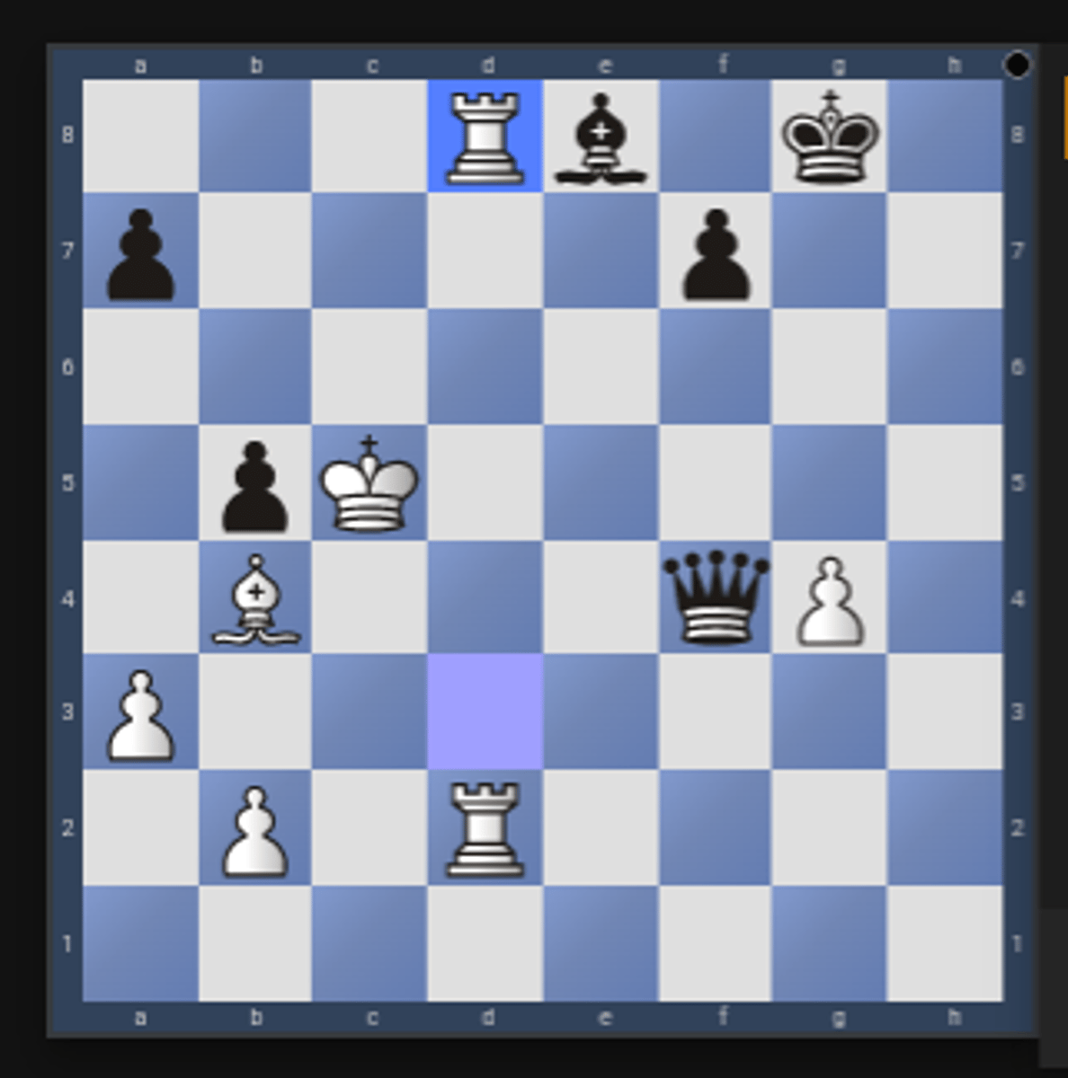 <p>To move a piece between two other attacking pieces when at least one of those attacking pieces is an opponent's piece. Sometimes a piece will ______ with two attacking pieces, thus creating confusion and often overloading (see "overloading") those pieces.</p><p>1.Rd8 Qc7+ </p><p>the black queen has checked the king, the only safe position is on the d file which blocks the mutual protection previously provided by the rooks</p><p>2.Kd4 </p><p>the king moves , blocking the d file</p><p>2...Qxd8+ </p><p>black takes the now unprotected rook</p>