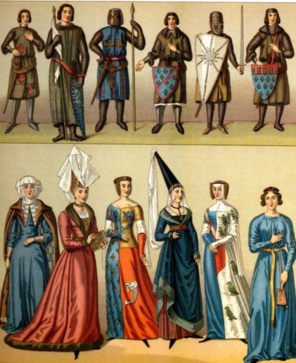 <p>In the European feudal system, the people below the king, who in exchange for military service and loyalty, was granted power over sections of land in the kingdom (in feudalism LAND = POWER)</p>