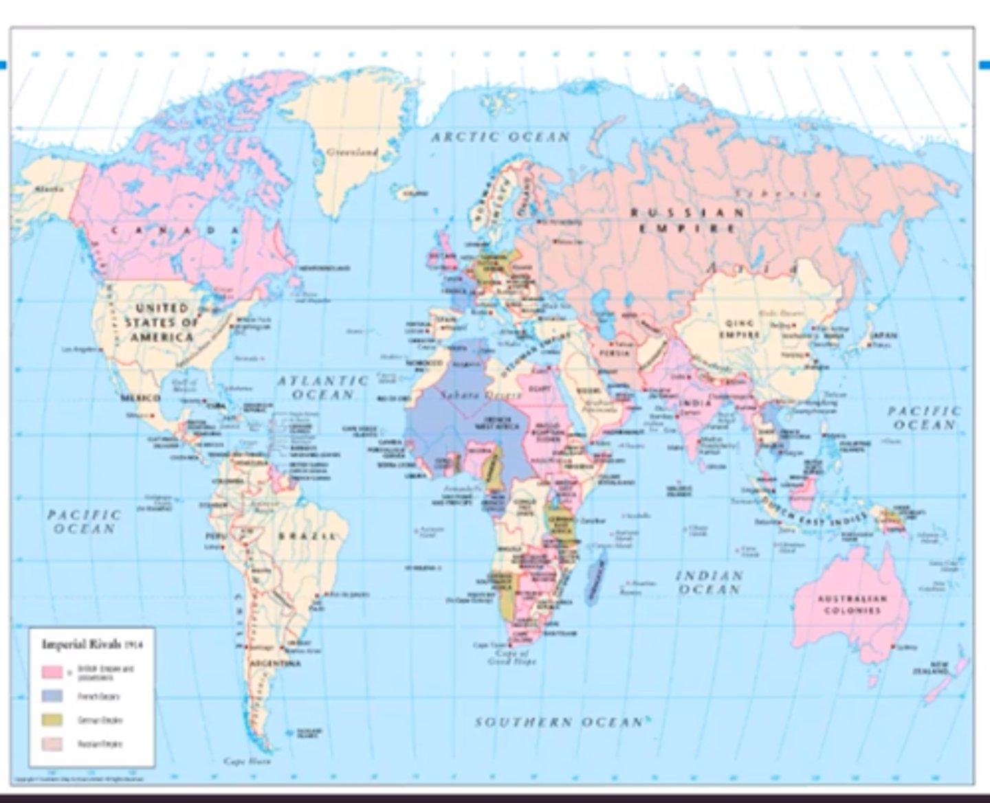 <p>A time period lasting from 1850-1914, where colonial powers (Great Britain, France, United States) were able to seize control over many territories, mainly in Africa and Asia.</p>