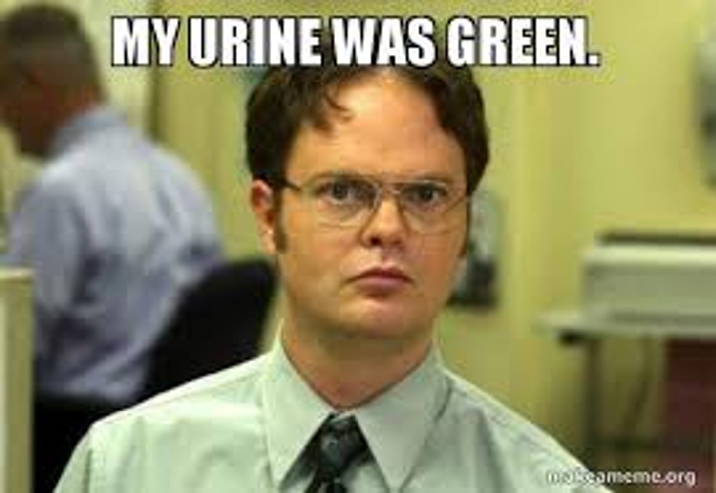 <p>Urine → can turn it green</p>