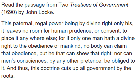 <p>Which statement <strong>best</strong> explains an Enlightenment position on the divine right to rule?</p>