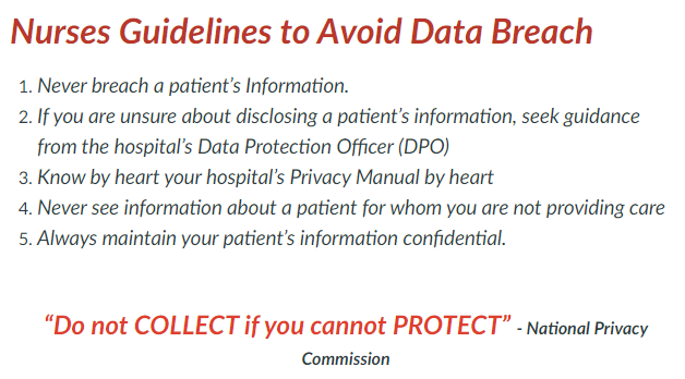 <p>Nurses Guidelines to Avoid Data Breach (view image)</p>