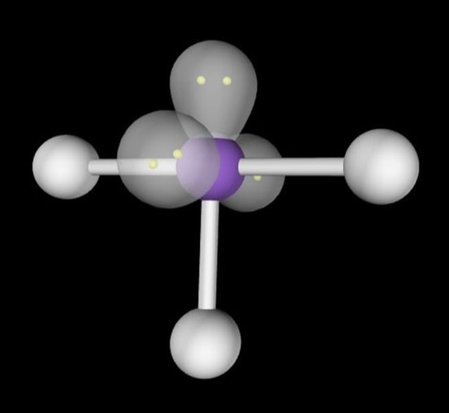 <p>3 Bonding Domains and 3 Lone Pairs</p>