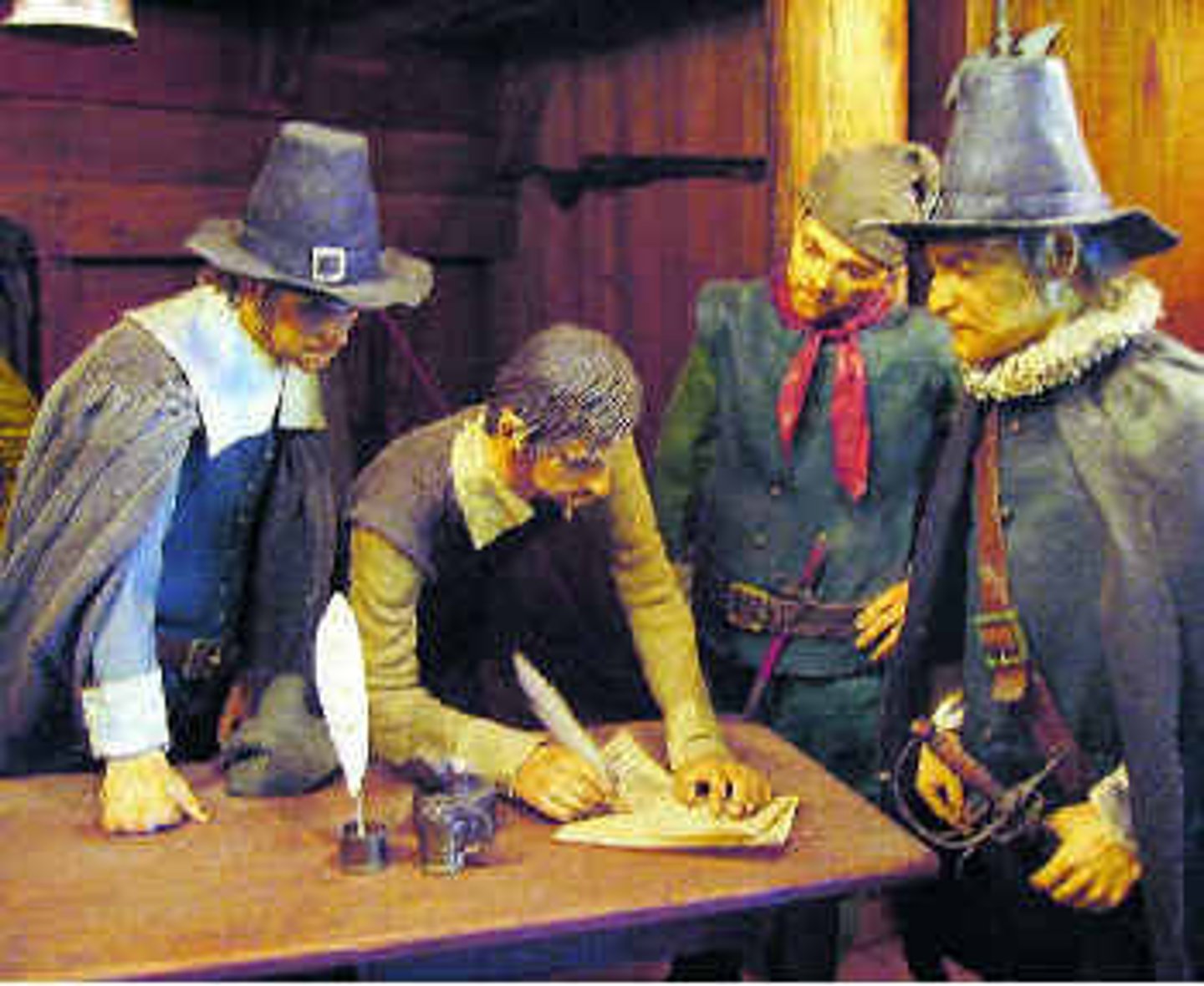 <p>1620 - The first agreement for self-government in America. It was signed by the 41 men on the Mayflower and set up a government for the Plymouth colony.</p>