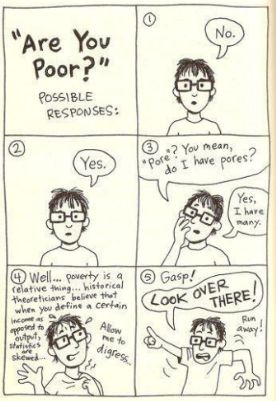 <p>Who asks Junior if he&apos;s poor? How does he respond?</p>