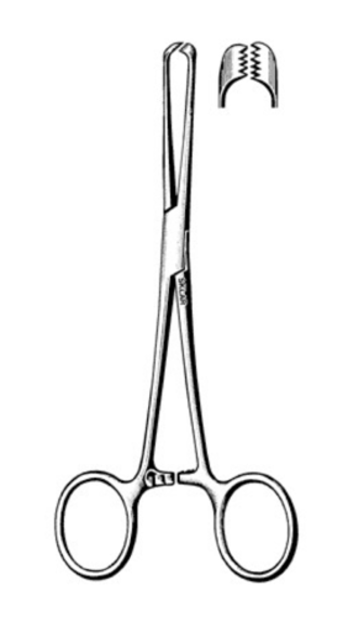 <p>- used to grasp tissue, often tissue that is being removed</p><p>- can be straight or angled</p>