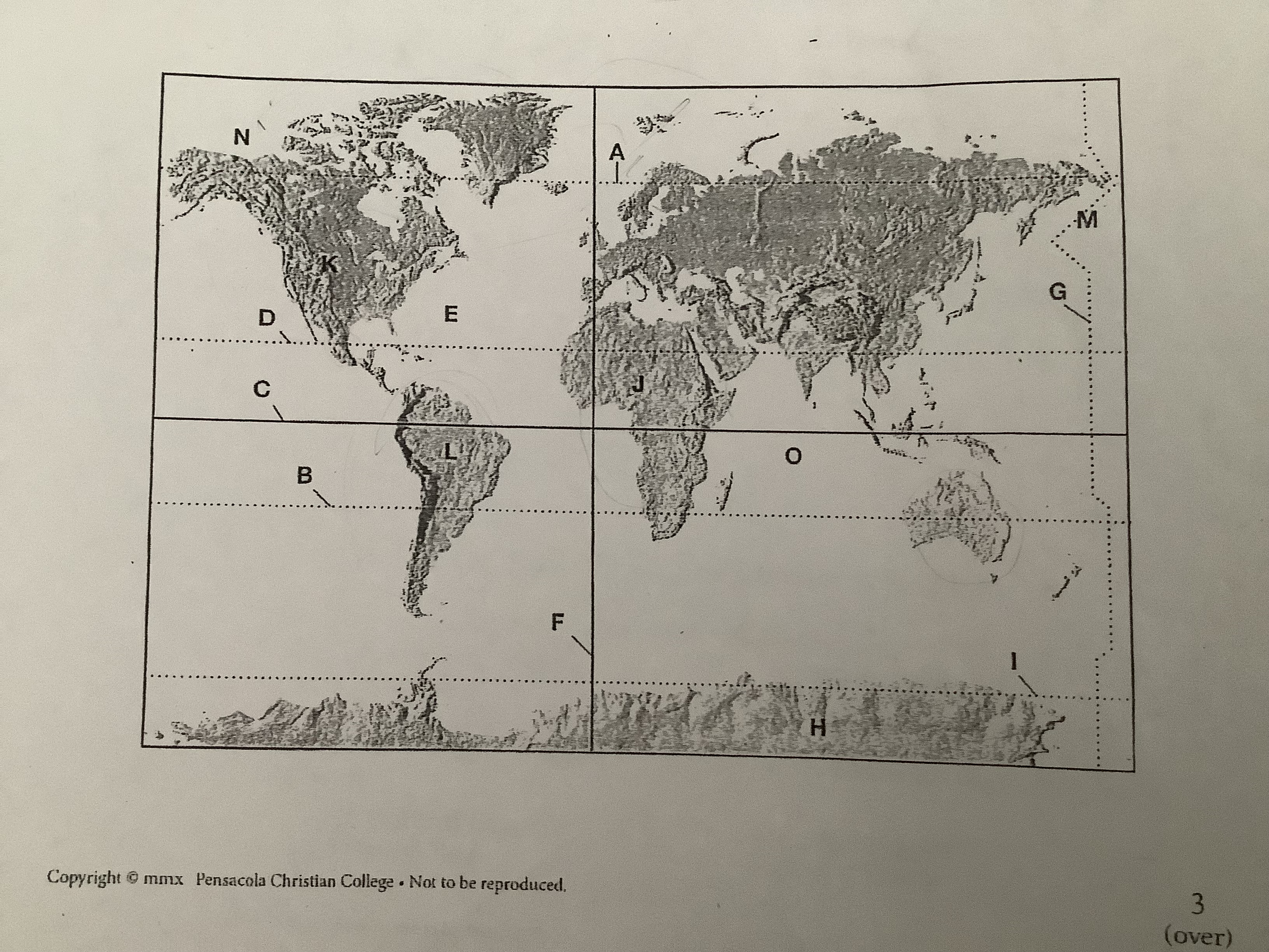 <p><span>Find these locations on the world map and write the correct letter in each blank: Tropic of Capricorn </span></p>
