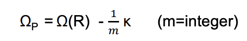 <p>Stars in orbits with angular frequency k can resonate with this pattern so in each orbital period they encounter succesive crests in the wave.</p>