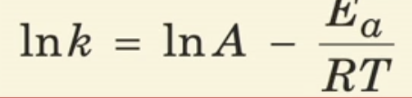 <p>explain variable</p><p>A: </p><p>Ea: </p><p>range</p><p>R: </p><p>1.973cal/mol = kcal/mol</p><p>decrease in 10 degree temperature gives ___</p>