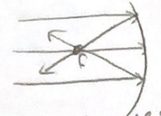 <p>Light bounces back through the focal point</p>