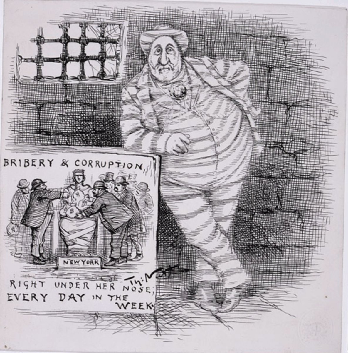 <p>This New York City politician, arranged schemes that allowed he and his cronies to steal about $200 million dollars from New York. He was eventually sentenced to prison in 1871. (p. 301)</p>