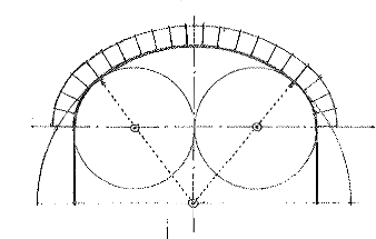 <p>A <span style="color: red">three-centered arch</span> having a crown with a radius much greater than that of the outer pair of curves.</p>