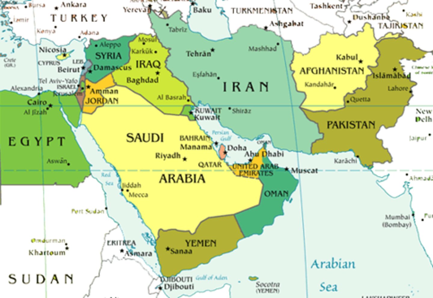 <p>the historical name for Southwest Asia, including Iran, Iraq, the Eastern Mediterranean (Turkey, Syria, Lebanon, Israel) and the Arabian Peninsula</p>