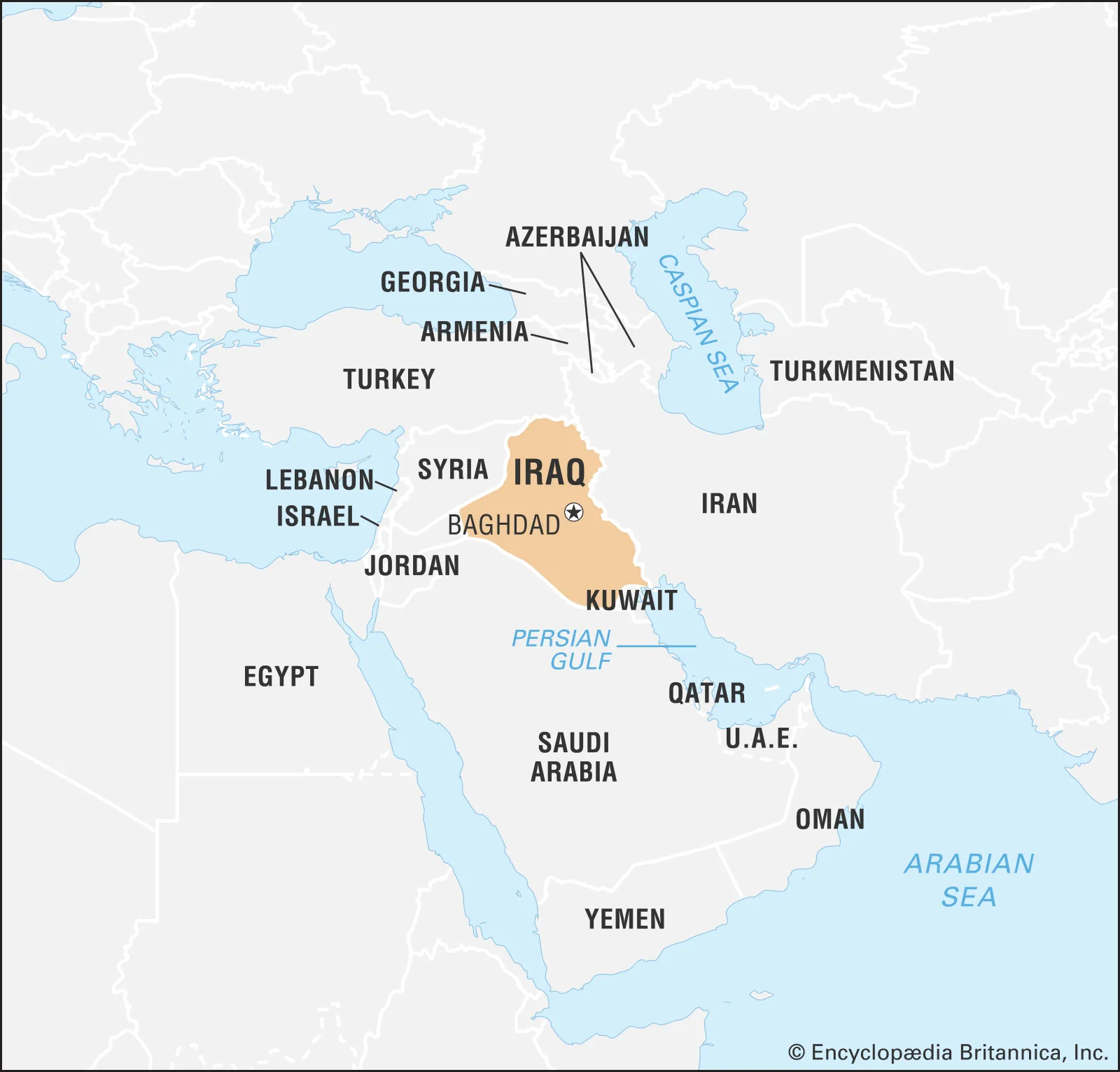 <p>Centrally located between Iran and Saudi Arabia</p>
