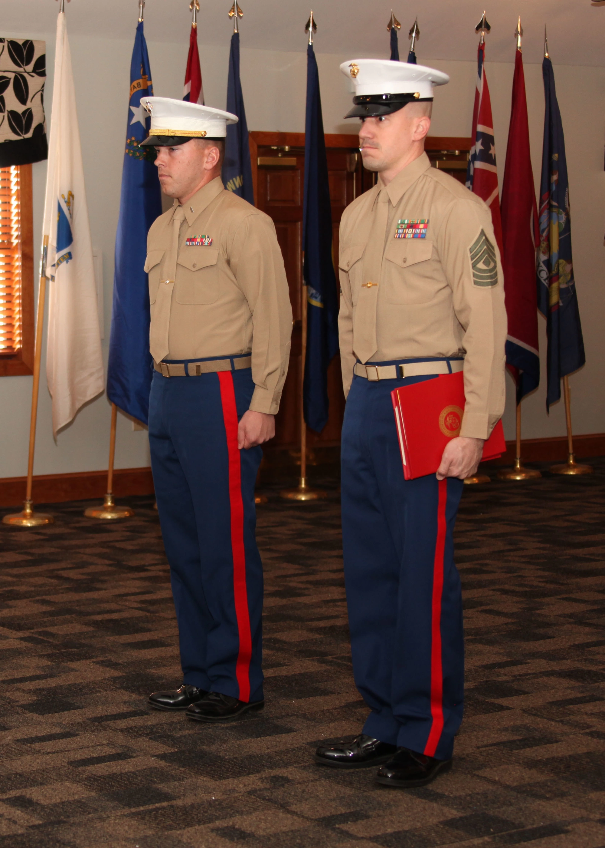 <p>khaki long sleeve shirt and tie, ribbons and badges</p>