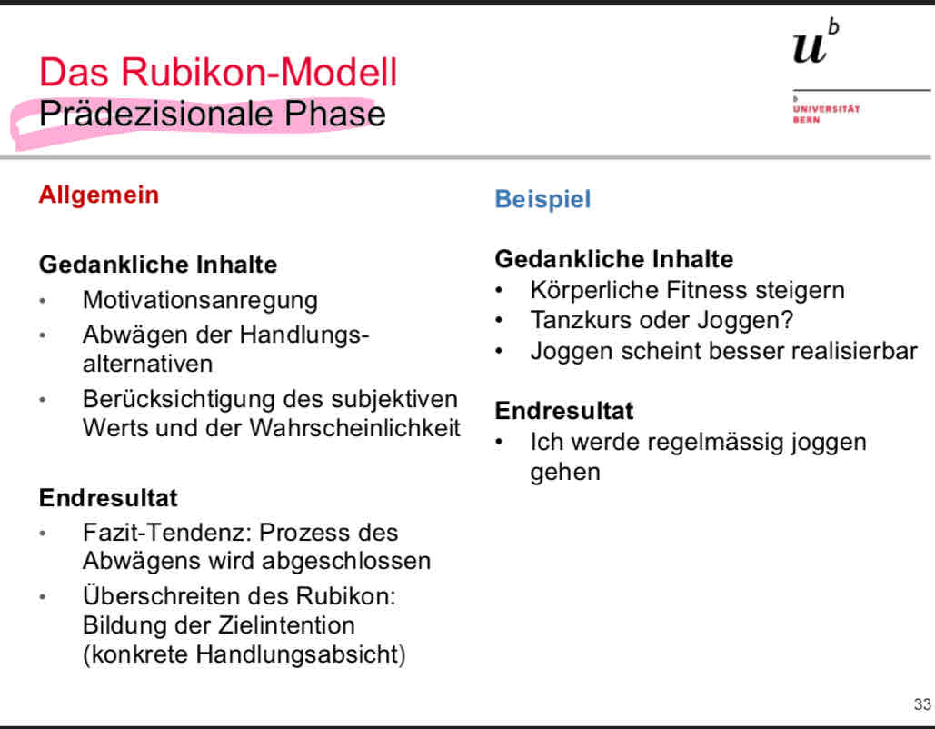 <p>metavolitionaler Kontrollprozess: Fazit tendenz beduetet, dass der Prozess des Abwägens/Aussuchens ABGESCHLOSSEN WIRD</p><p>→ Fazit Tendenz drängt also zum Abschliessen der Erwägungen der Entscheidungen)</p><ul><li><p>man hat nun einen Entschluss getroffen → Überquerung des Rubikon</p></li><li><p>Bildung der Zielintention</p></li></ul>