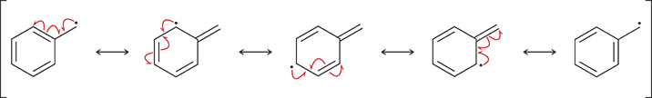 <p>A radical in which the unpaired electron is on a carbon adjacent to a benzene ring</p>