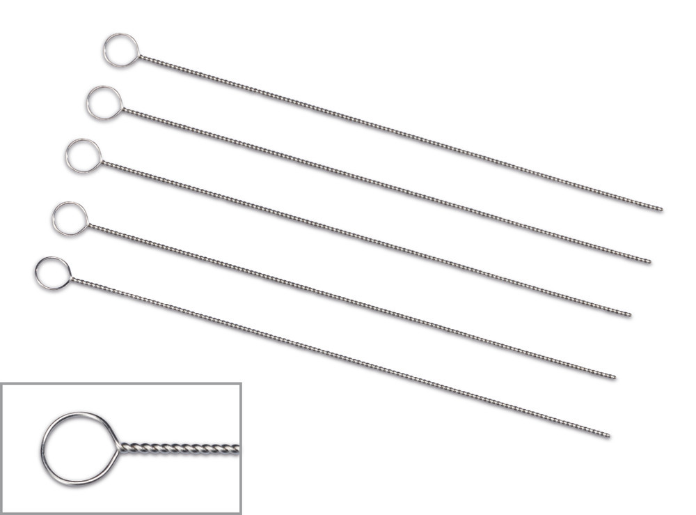 <p>are made up of platinum or nichrome wire. The tip of such a wire is shaped like a small loop that is about 5 mm in diameter. The main purpose is to pick up, separate, and transfer small pieces of a sample from a culture of microorganisms. it is also known as a <strong>smear</strong> loop, inoculation wand, or microstreaker. They are available in both disposable or reusable forms.</p>