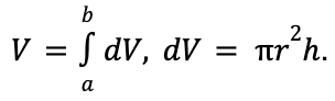 <p>r<sup>2</sup> is some function of x. h is “dx”</p>