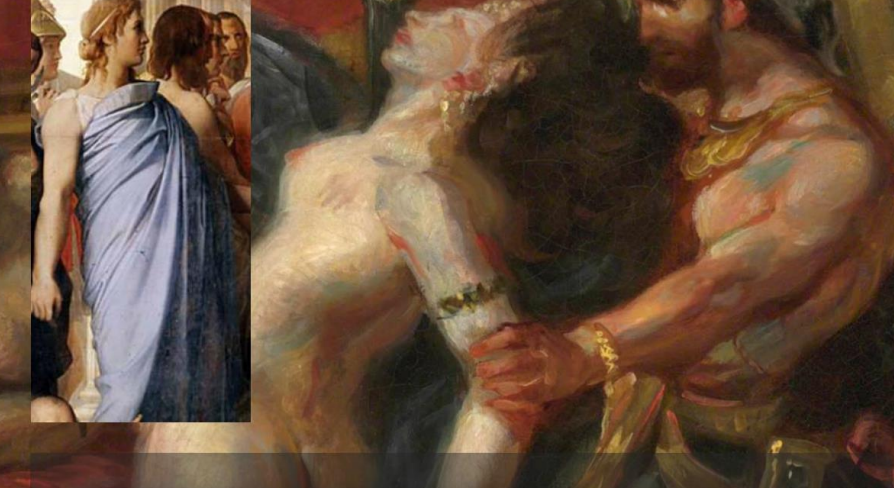And in contrast to Ingres’ precisely rendered figures, Delacroix’s style is loose, sketchy, and impetuous – as if painted quickly, and with passion