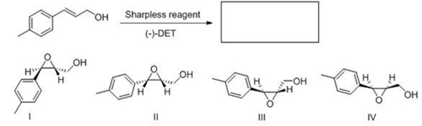 <p>Predict the major product of the following reaction.</p><p>A. I</p><p>B. II</p><p>C. III</p><p>D. IV</p>