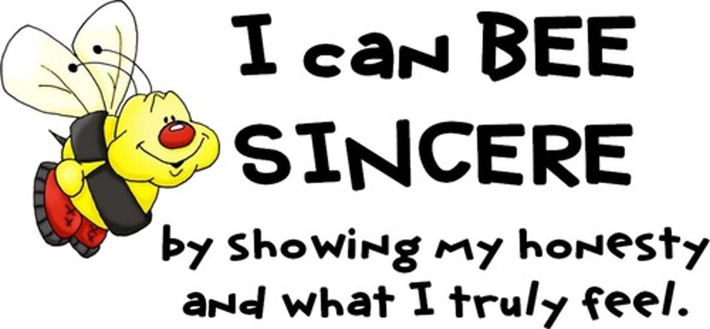 <p>Sincere, real, without pretense<br>SYNONYMS: genuine, heartfelt<br>ANTONYMS: insincere, simulated, phony</p>