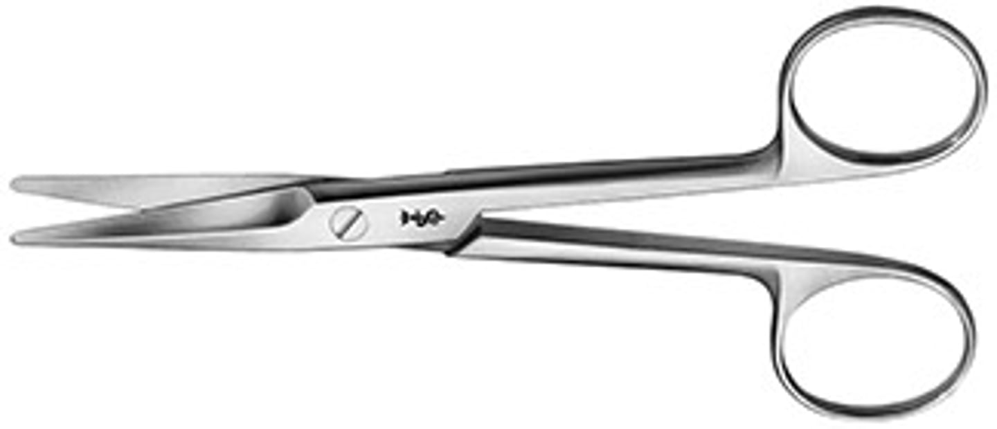 <p>heavy scissors used to cut dense connective tissue</p>