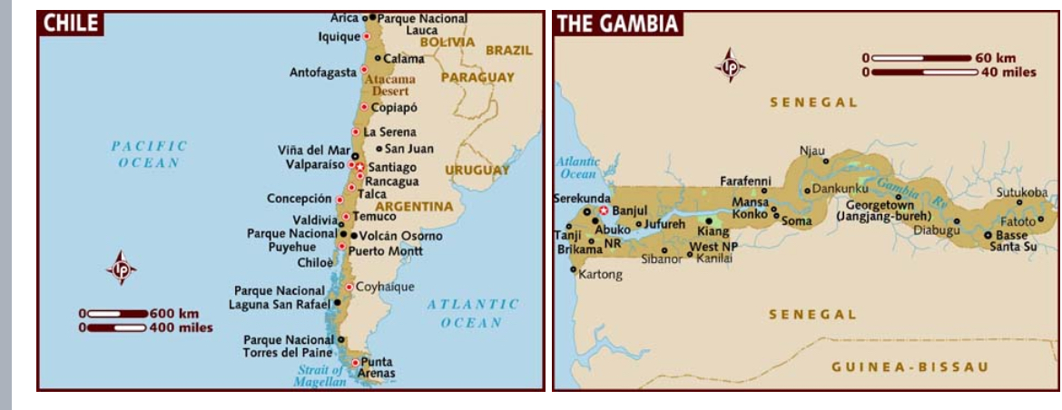 <p>A state that has a long and narrow shape due to geographical or political factors.(chile and gambia)</p>