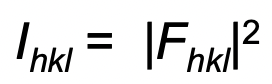 <p>I(hkl) = intensity of diffraction spot ∝ extent of constructive interference</p><p>F(hkl) = structure factor for given (hkl) indices</p><p>| F(hkl) | = amplitude of the wave scattered by one unit cell at (hkl) indices</p><p>larger amplitude = more constructive interference</p><p>smaller amplitude = less constructive interference</p><p>hence, <strong>amplitude of scattered wave ∝ intensity of diffraction spot</strong></p>
