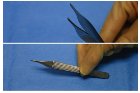 <p>Nickname: Adson’s with teeth or toothed Adsons</p><p>Use: St passes with skin suture in general and plastic procedures</p><p>Features: Side serrated handle, thin jaw with 1X2 teeth - one on superior and two on inferior</p>