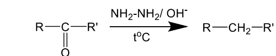 <p>Hoàn nguyên carbonyl (C=O) tạo ankan trong môi trường base</p><p>Xúc tác : <strong>NH2-NH2</strong>, OH-</p>