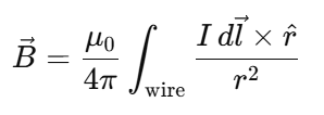 <p>Used to calculate the total magnetic field from a finite current distribution.</p>