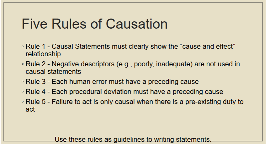 <p>5 rules of causation</p>